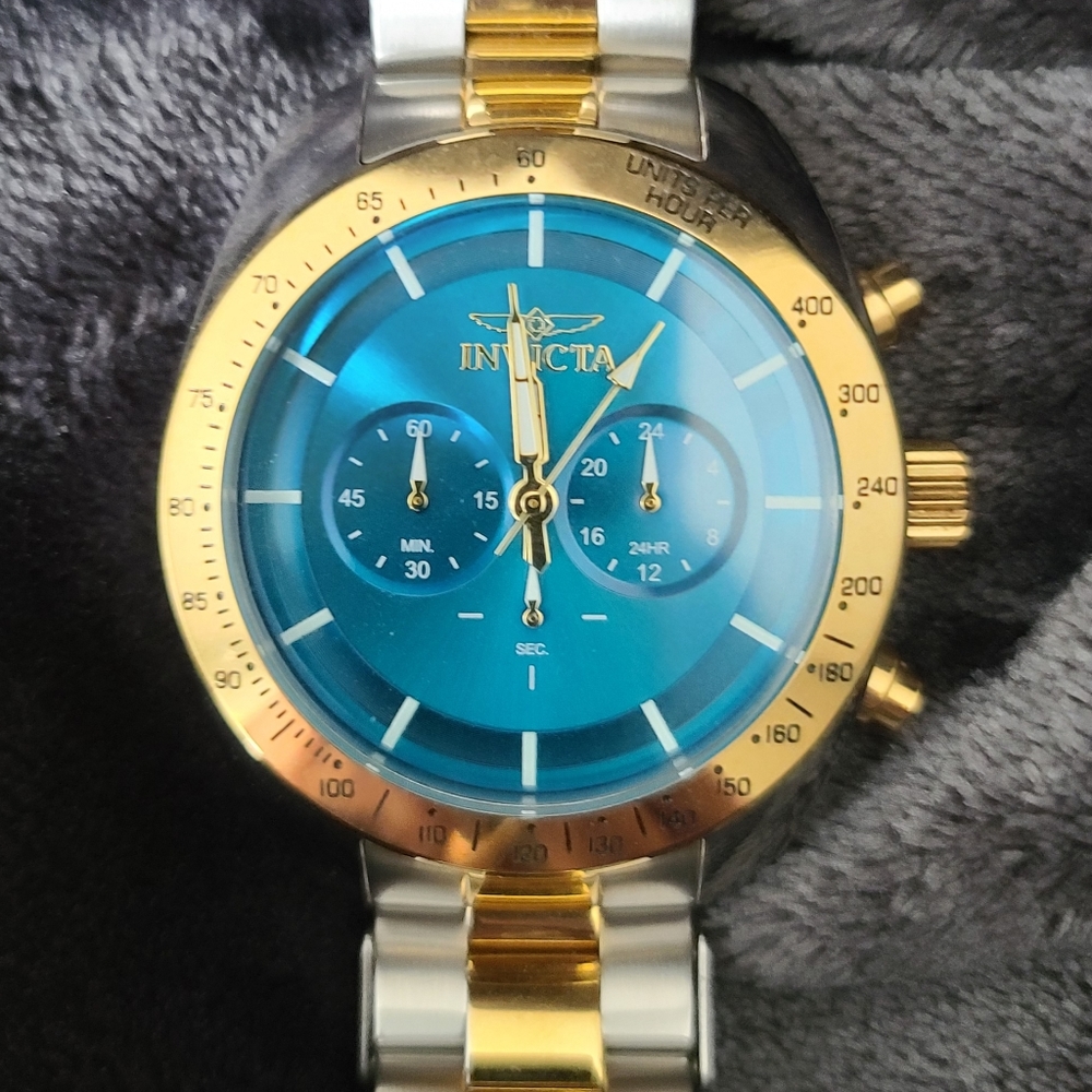 Invicta Gold and Blue Chronograph Watch